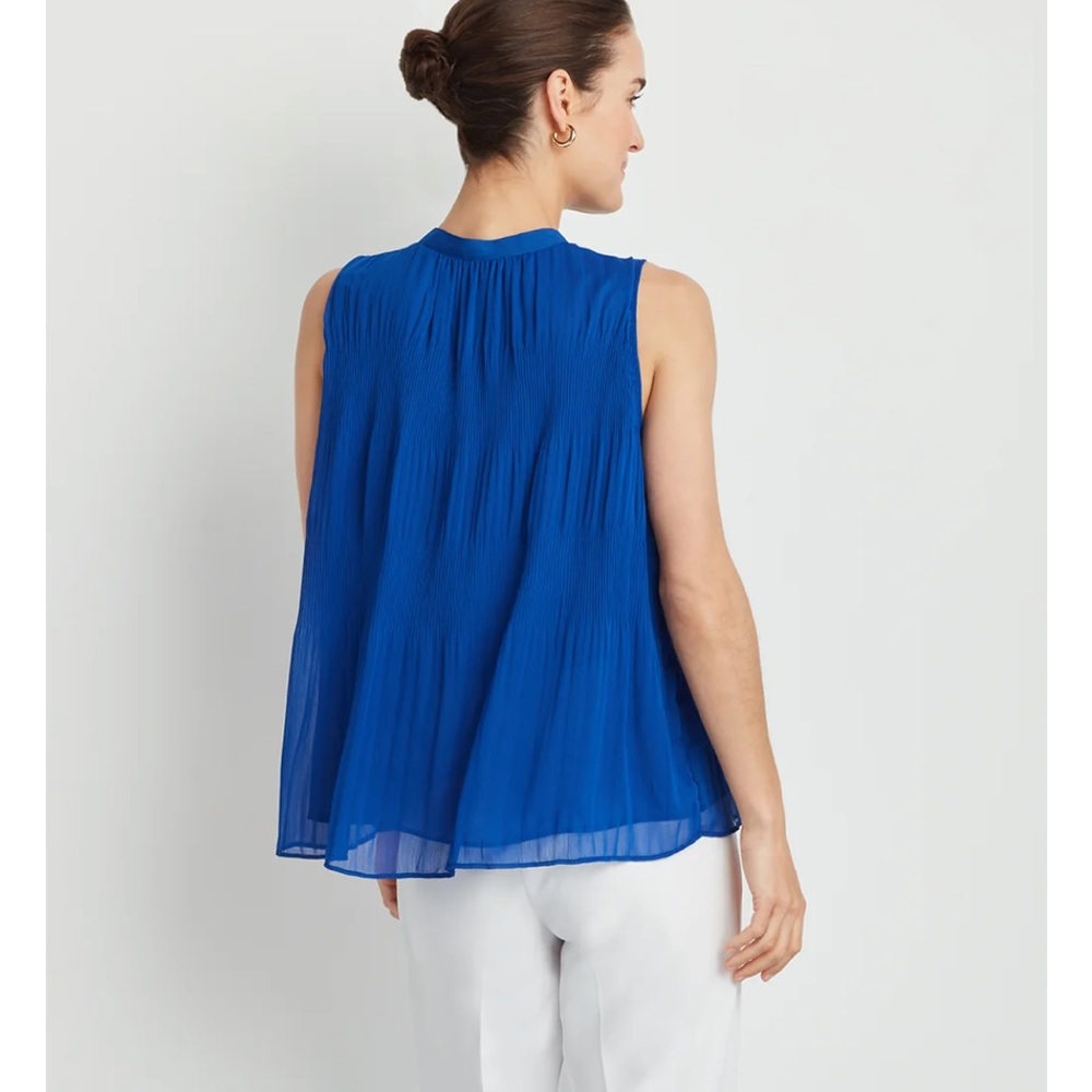 Ellen Tracy Cobalt Sleeveless Pleat & Release Top sz XL - Picture 2 of 13